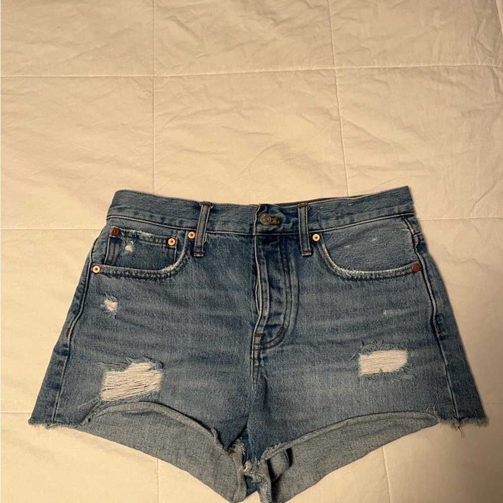 Madewell Blue Distressed Jean Shorts